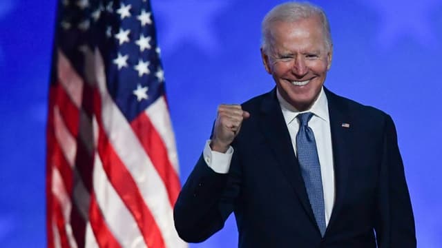 Le candidat démocrate à la Maison Blanche Joe Biden lors d'un discours au soir de l'élection présidentielle, le 4 novembre 2020, à Wilmington, dans le Delaware