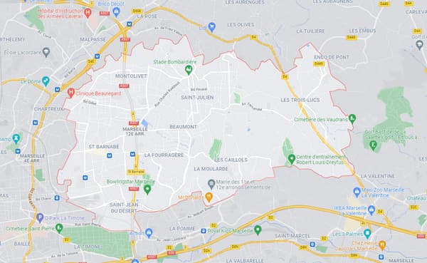 Capture d'écran 12e arrondissement Marseille (Google Maps)