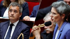 Gérald Darmanin et Sandrine Rousseau à l'Assemblée nationale le 11 juillet 2023 