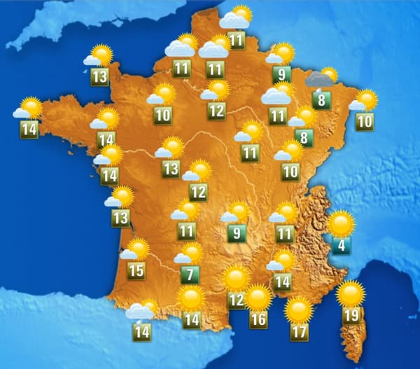 Les températures ce lundi après-midi Les températures ce lundi après-midi