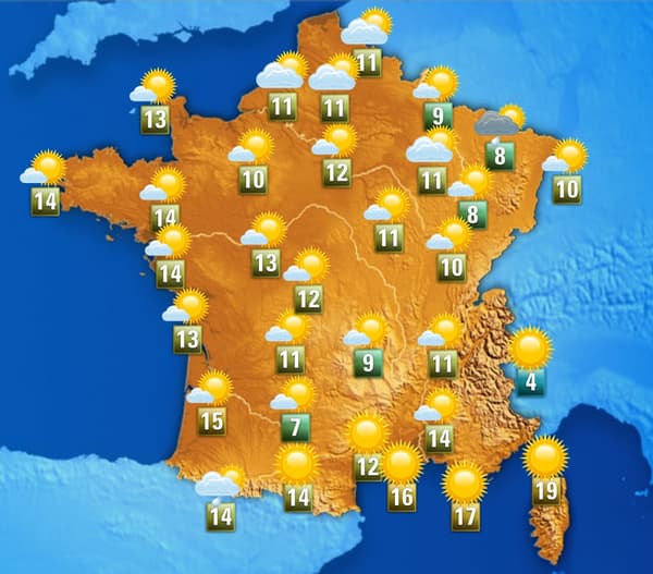 Les températures ce lundi après-midi