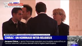 Hommage rendu à Jacques Chirac: Claude Chirac salue les représentants des différents cultes lors d'une cérémonie inter-religieuse