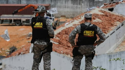 En marge d'une mutinerie dans une prison à Alcaçuz,près de Natal, dans le nord-est du Brésil, le 21 janvier 2017