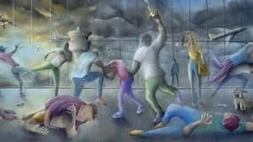 Tableau "La Bataille d’Orly" de Guillaume Cagniard.