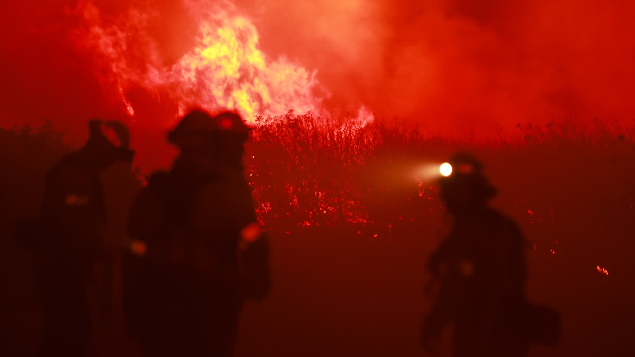 Des pompiers luttent contre un incendie dans la Hungry Valley, dans les environs de Los Angeles, le 16 juin 2024 Des pompiers luttent contre un incendie dans la Hungry Valley, dans les environs de Los Angeles, le 16 juin 2024