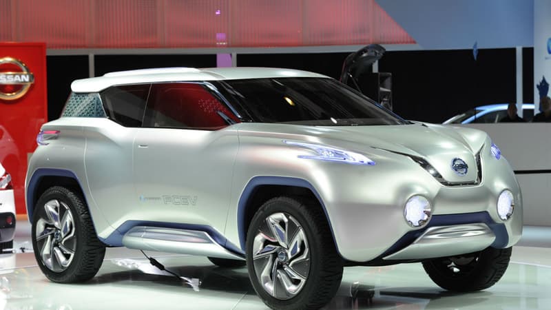 Le Nissan Terra FCEV, prototype de modèle zéro-émissions doté d'une pile à combustible, présenté en 2015.