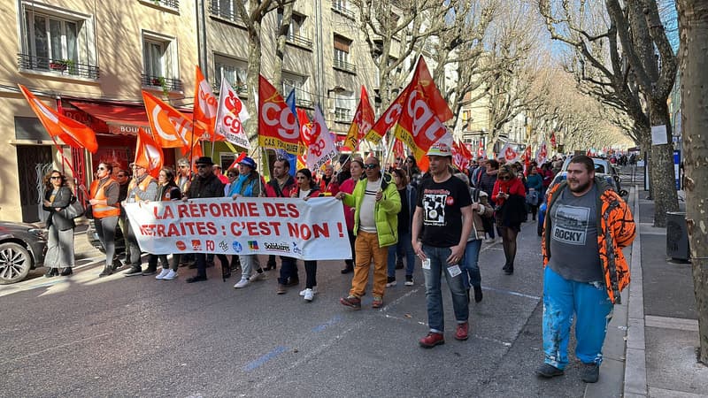 La manifestation contre la réforme des retraites, à Gap, le 16 février 2023.
