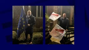 Nicolas Bertrand, maire des Grandes-Ventes en Seine-Maritime, a retiré les drapeaux européens du fronton de sa mairie en solidarité avec les agriculteurs. 