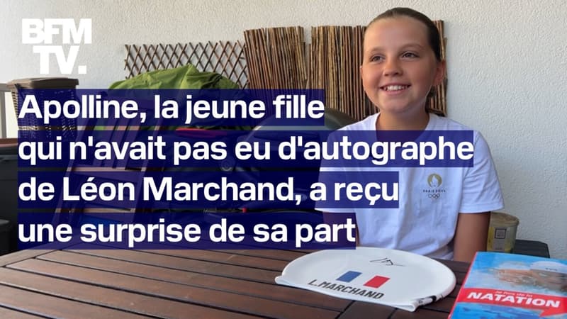 Apolline, la jeune fille qui n'avait pas réussi à avoir d'autographe de Léon Marchand aux JO, a reçu une belle surprise de sa part