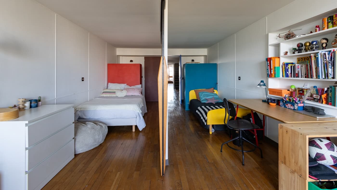 Les chambres d'enfants de l'appartement de la Cité Radieuse.