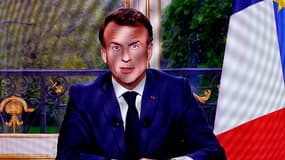 Emmanuel Macron lors d'une allocution télévisée le 17 avril 2023