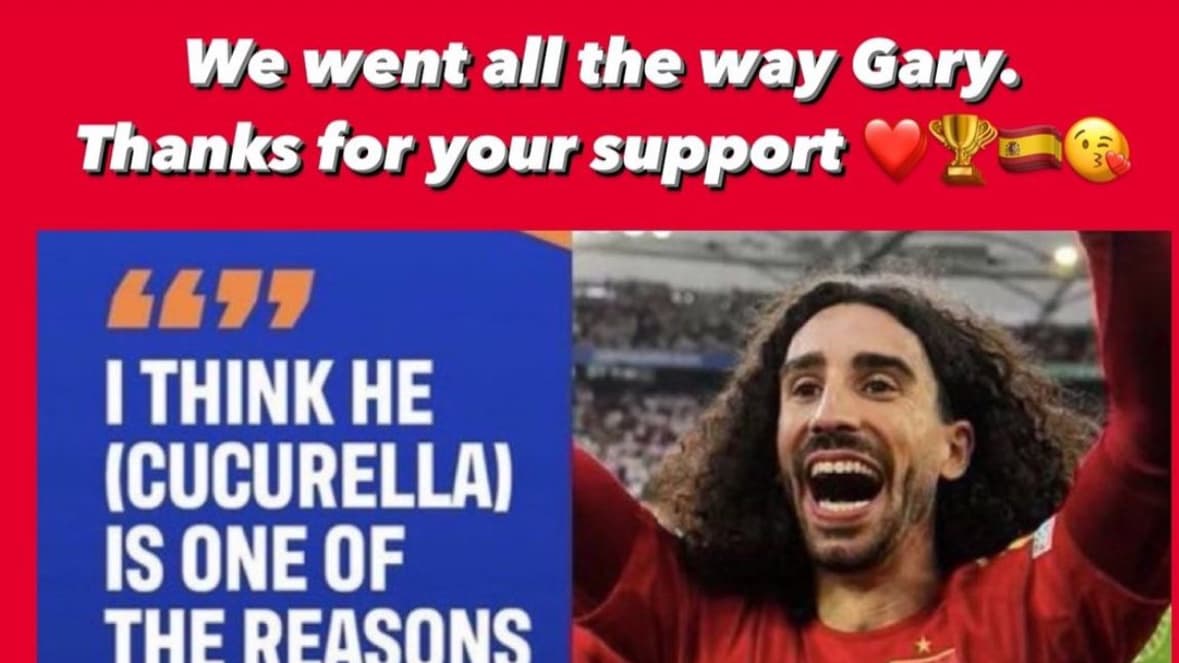 Marc Cucurella a chambré Gary Neville après la victoire de l'Espagne en finale de l'Euro, le 14 juillet 2024.