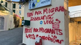 Un tag anti-migrants retrouvé sur la façade d'un centre d'hébergement à Menton.