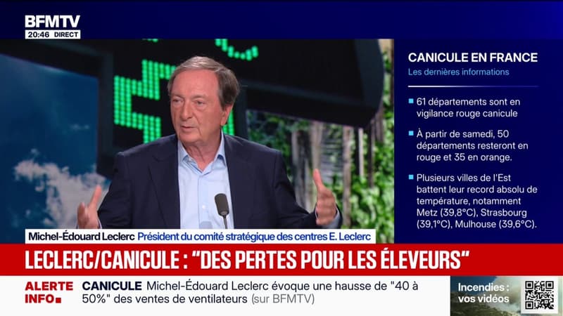 Canicule: "Il va y avoir des pertes pour certains éleveurs", craint Michel-Édouard Leclerc, président des centres Leclerc