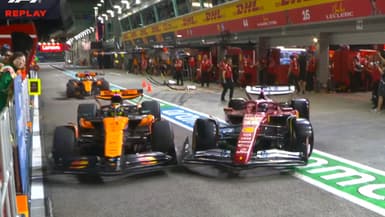 L'accrochage entre Lando Norris et Charles Leclerc lors des essais libres 2 du GP de Singapour le 3 octobre 2025