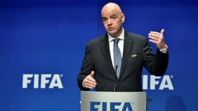 L président de la Fifa Gianni Infantino s'exprimant devant le congrès de l'instance à Zurich, le 10 janvier 2017 