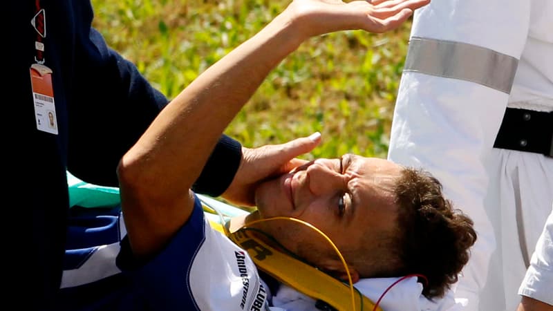 Valentino Rossi après sa chute au Mugello
