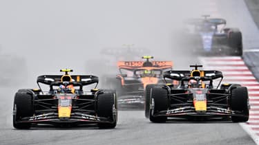 Verstappen et Perez lors de la course sprint du GP d'Autriche