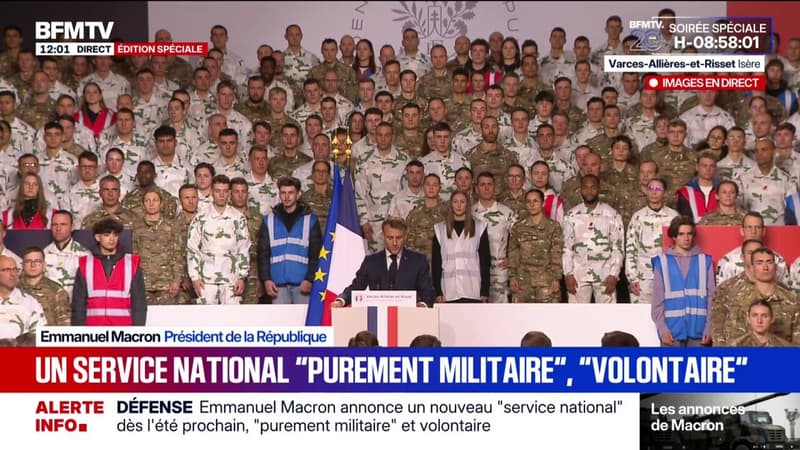 "Le service national concernera seulement des volontaires", assure Emmanuel Macron