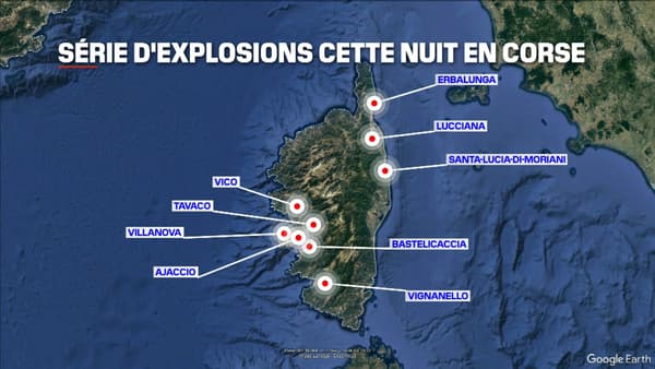 Une série d'explosions a eu lieu dans la nuit du dimanche 9 au lundi 10 octobre 2023 en Corse