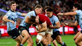 Blair Kinghorn lors du test match entre les Lions britanniques et irlandais et l'équipe australienne des Waratahs, le 5 juillet 2025.