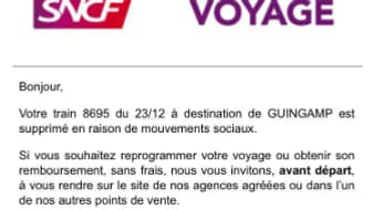 Des SMS sont envoyés par la SNCF pour prévenir de l'annulation des trains