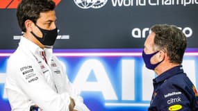 Toto Wolff face à Christian Horner, à Bahreïn le 26 mars 2021