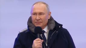Vladimir Poutine apparaît à un grand concert patriotique à Moscou (Russie), le 22 février 2023.