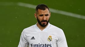 L'attaquant français du Real Madrid, Karim Benzema, lors du match de Liga contre Eibar, le 3 avril 2021 au stade Alfredo di Stefano à Madrid