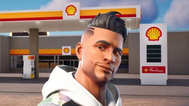 Affiche promotionnelle de Shell en partenariat le jeu vidéo Fortnite
