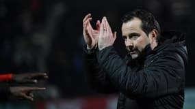 Le désormais ex-entraîneur de Rennes Julien Stéphan, le 28 janvier 2020, à l'issue d'une énième défaite à Angers, en Coupe de France