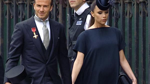 David et Victoria Beckham arrivant au mariage de Kate et William, en 2011.