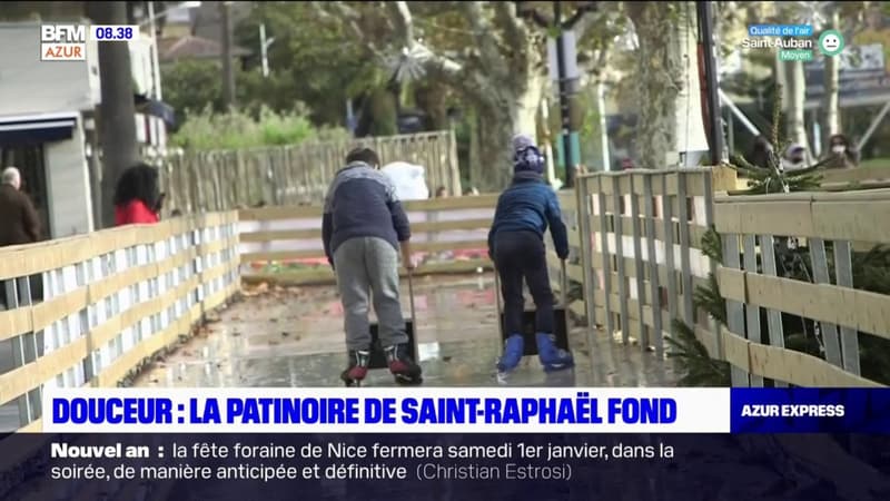 Saint-Raphaël: avec les douces températures, la patinoire de la ville fond