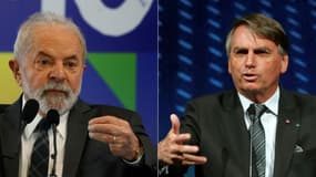 Le candidat à la présidence brésilienne du Parti des travailleurs (PT) de gauche et ancien président (2003-2010), Lula, et le président brésilien Jair Bolsonaro.