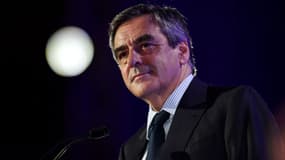 François Fillon, alors candidat à l'élection présidentielle, durant un meeting près de Montpellier, le 14 avril 2017. 