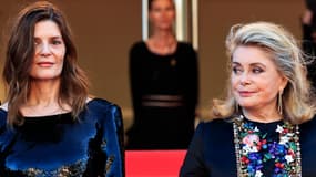 Chiara Mastroianni et Catherine Deneuve le 21 mai 2024 au Festival de Cannes lors de l'avant-première du film "Marcello Mio"