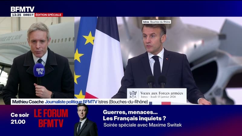 Lors de ses vœux aux armées françaises, Emmanuel Macron annonce l'envoi de renforts "terrestres, aériens et maritimes" au Groenland