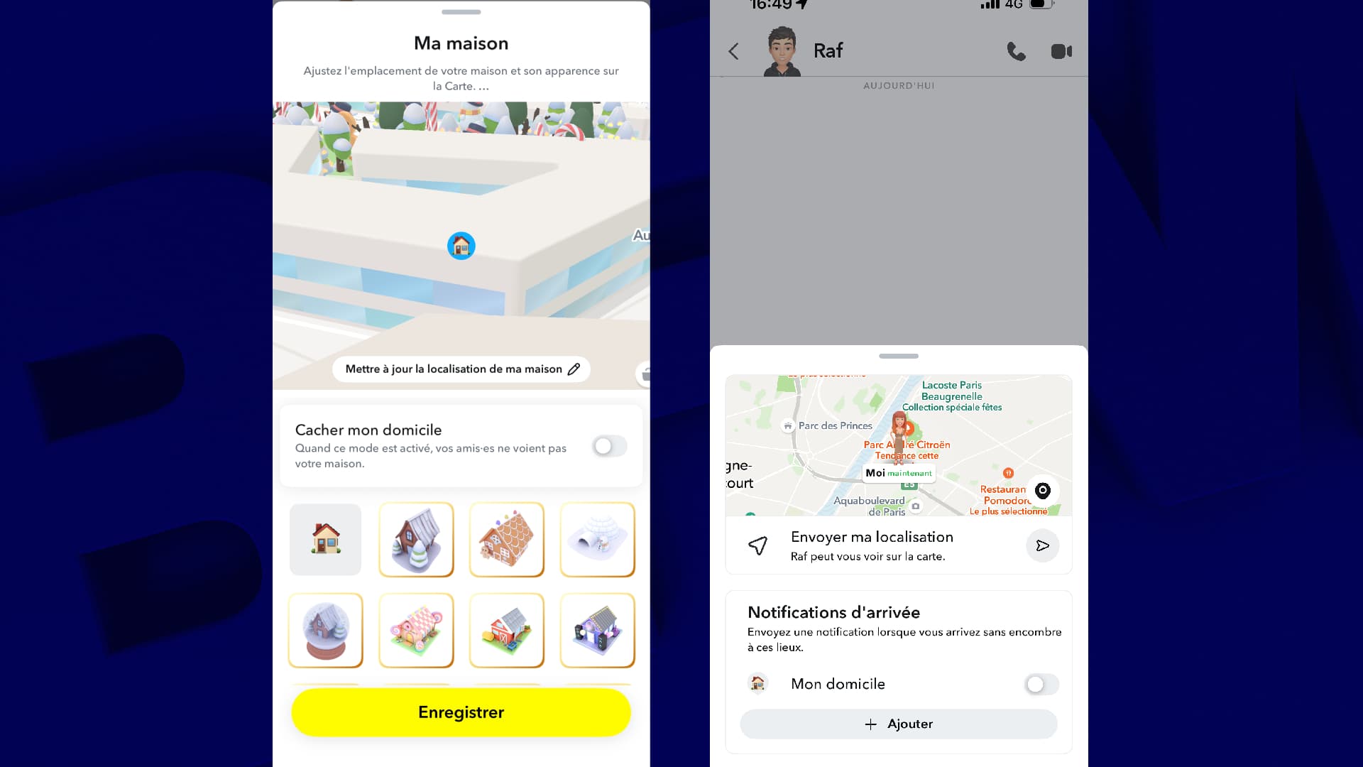 La fonctionnalité "Home Safe" sur Snapchat. La fonctionnalité "Home Safe" sur Snapchat.