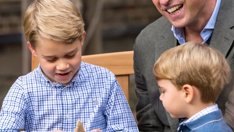 Le prince George, son frère Louis et William, le duc de Cambridge ce week-end.