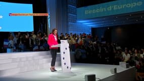 Valérie Hayer lors d'un meeting en vue des élections européennes le 7 mai 2024 à Paris