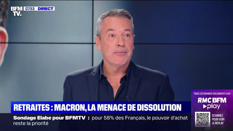 ÉDITO - Retraites: la menace de dissolution de Macron face à la motion de censure