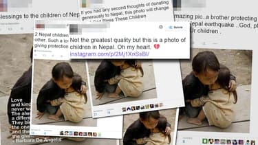 De nombreux internautes relaient cette photo en la présentant comme une image du Népal, ce qu'elle n'est pas.