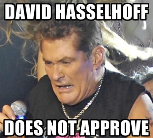 David Hasselhoff n'approuve pas
