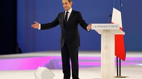 Nicolas Sarkozy, lors du meeting de Villepintes pendant sa campagne