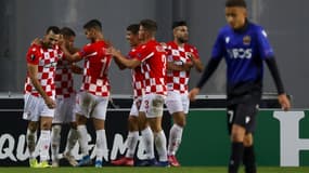 La joie des joueurs de Beer Sheva contre l'OGC Nice, le 10 décembre 2020