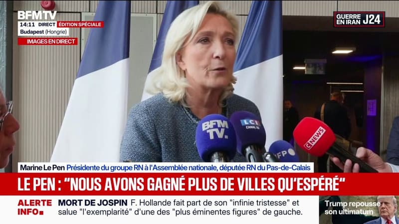 Municipales 2026: "Nous avons gagné plus de villes que nous n'en espérions", affirme Marine Le Pen