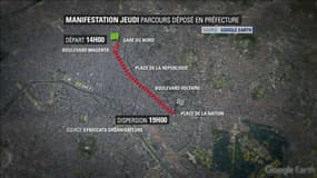 Le parcours de la manifestation de jeudi.