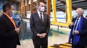 Jean Castex inaugure le nouveau siège de l'Ifremer à Plouzané, dans le Finistère, le 6 février 2021