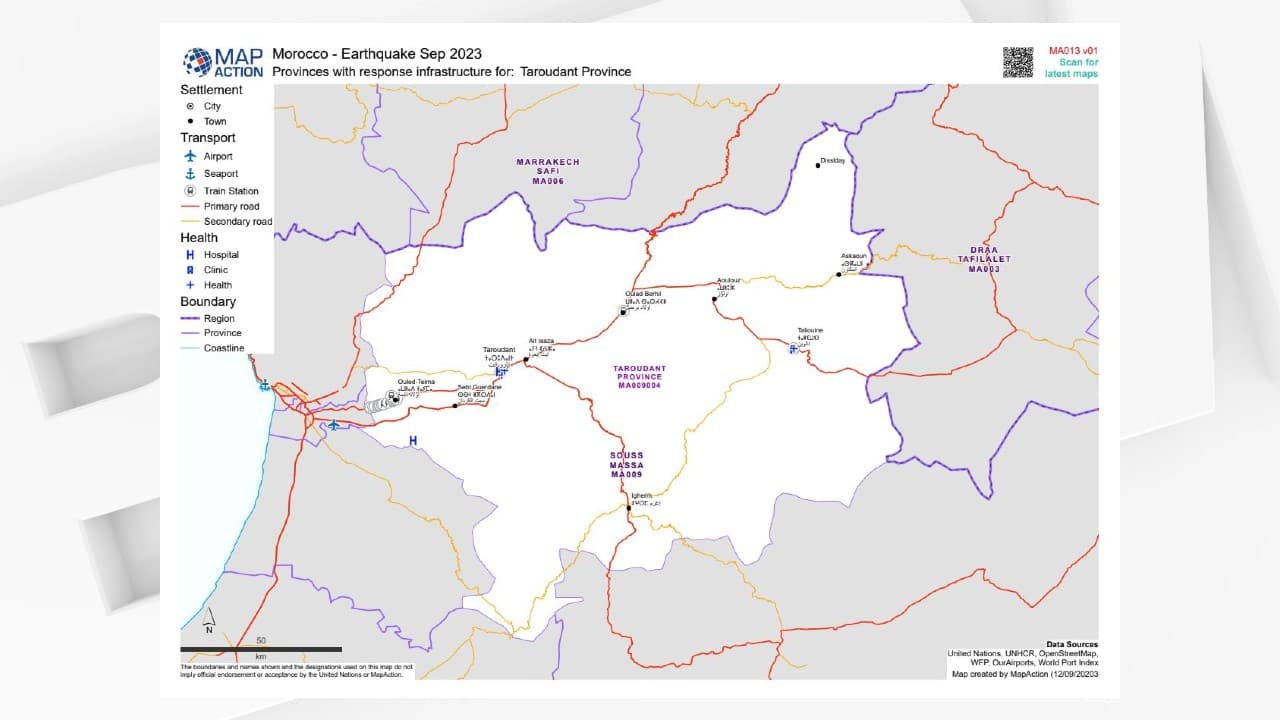 Carte des infrastructures de la province de Taroudant, au Maroc