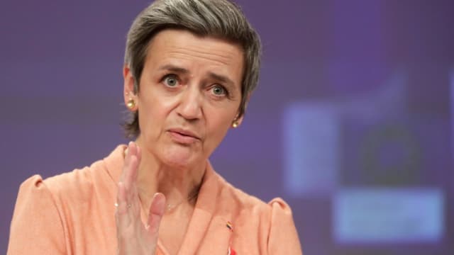 la commissaire européenne à la Concurrence, Margrethe Vestager, le 9 mars 2021 à Bruxelles
